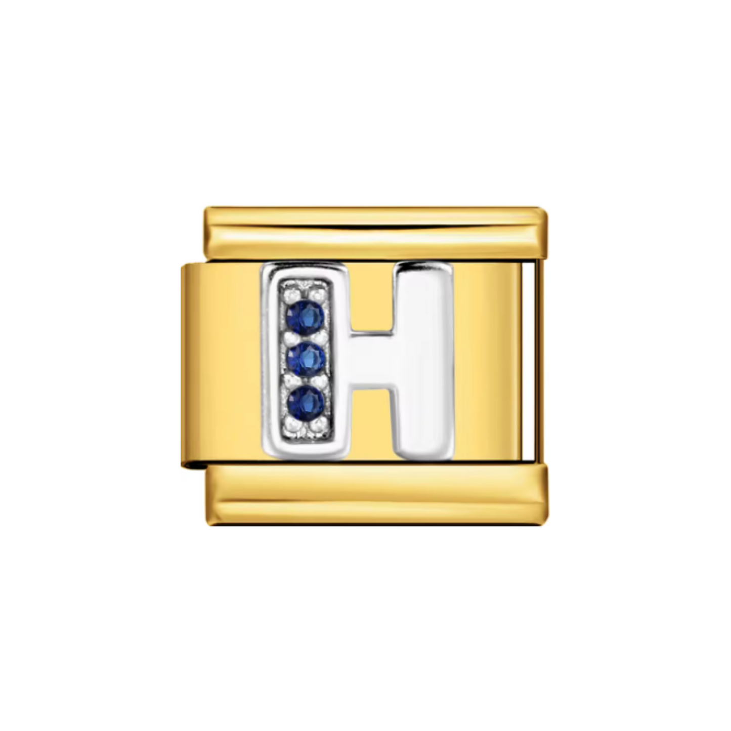 Charm Letra H — Dorado con Detalles Azules