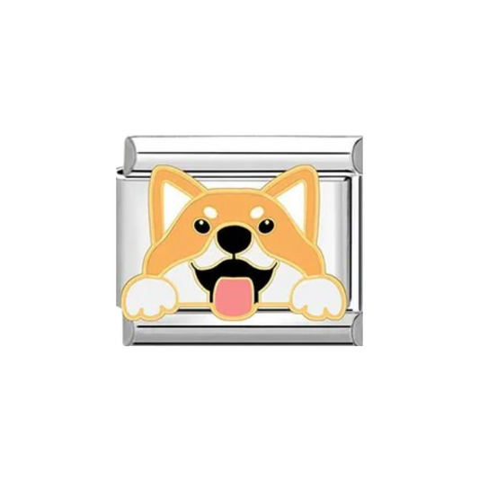 Shiba Inu Charm Plateado & Dorado
