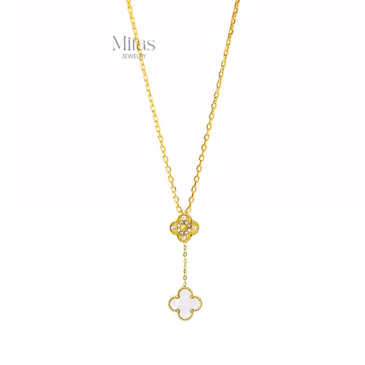 Cadenita Trébol Blanco & Zircones