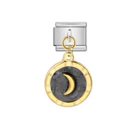 Charm Colgante Luna Detalle Negro