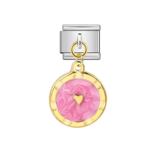 Charm Colgante Corazón Detalle Rosa