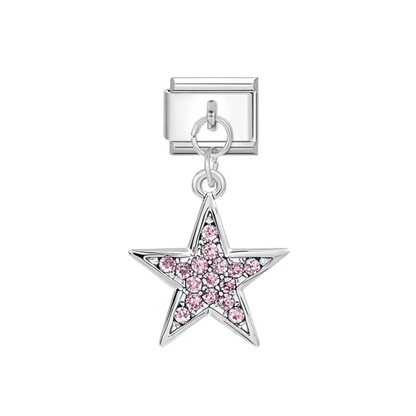 Charm Colgante Estrella Rosa Plateado & Dorado