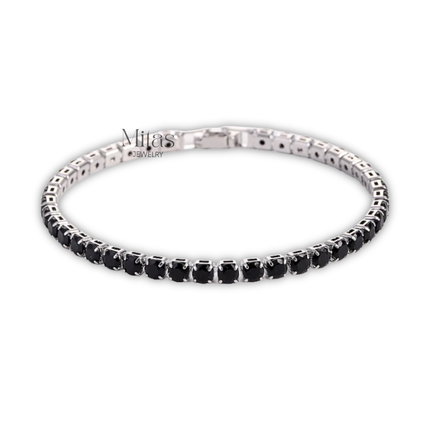 Brazalete Tennis Plateado & Negro