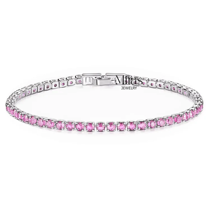 Brazalete Tennis Plateado & Rosa