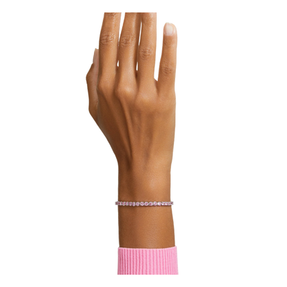 Brazalete Tennis Plateado & Rosa