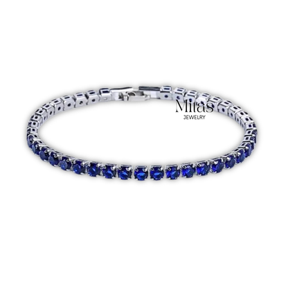 Brazalete Tennis Plateado & Azul