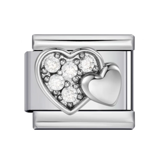 Charm Corazones Plateados