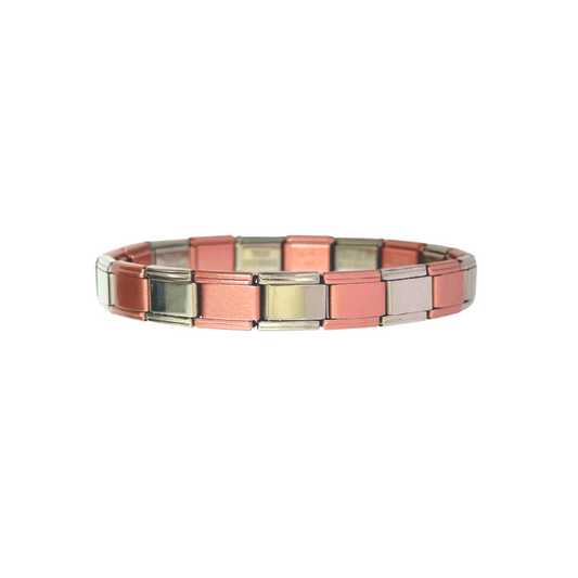 Brazalete Italiano Rosa y Plateado