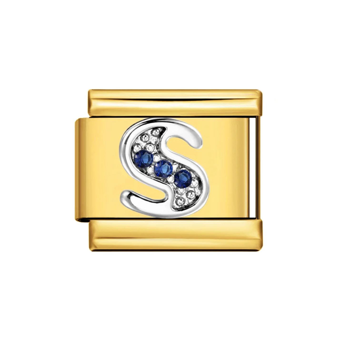 Charm Letra S — Dorado con Detalles Azules