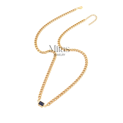 Cadena Dorada & Plateada Detalle Azul