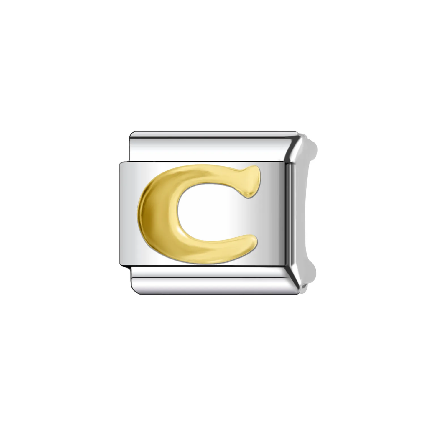 Charm Letra C — Plateado con Detalle Dorado