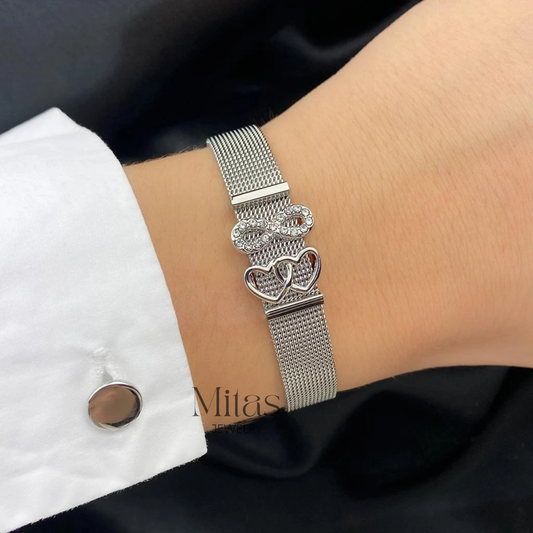 Brazalete Malla Plateado