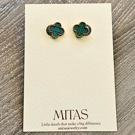 Arete Trébol Verde & Dorado