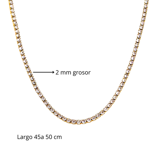 Collar Tennis Dorado 2mm