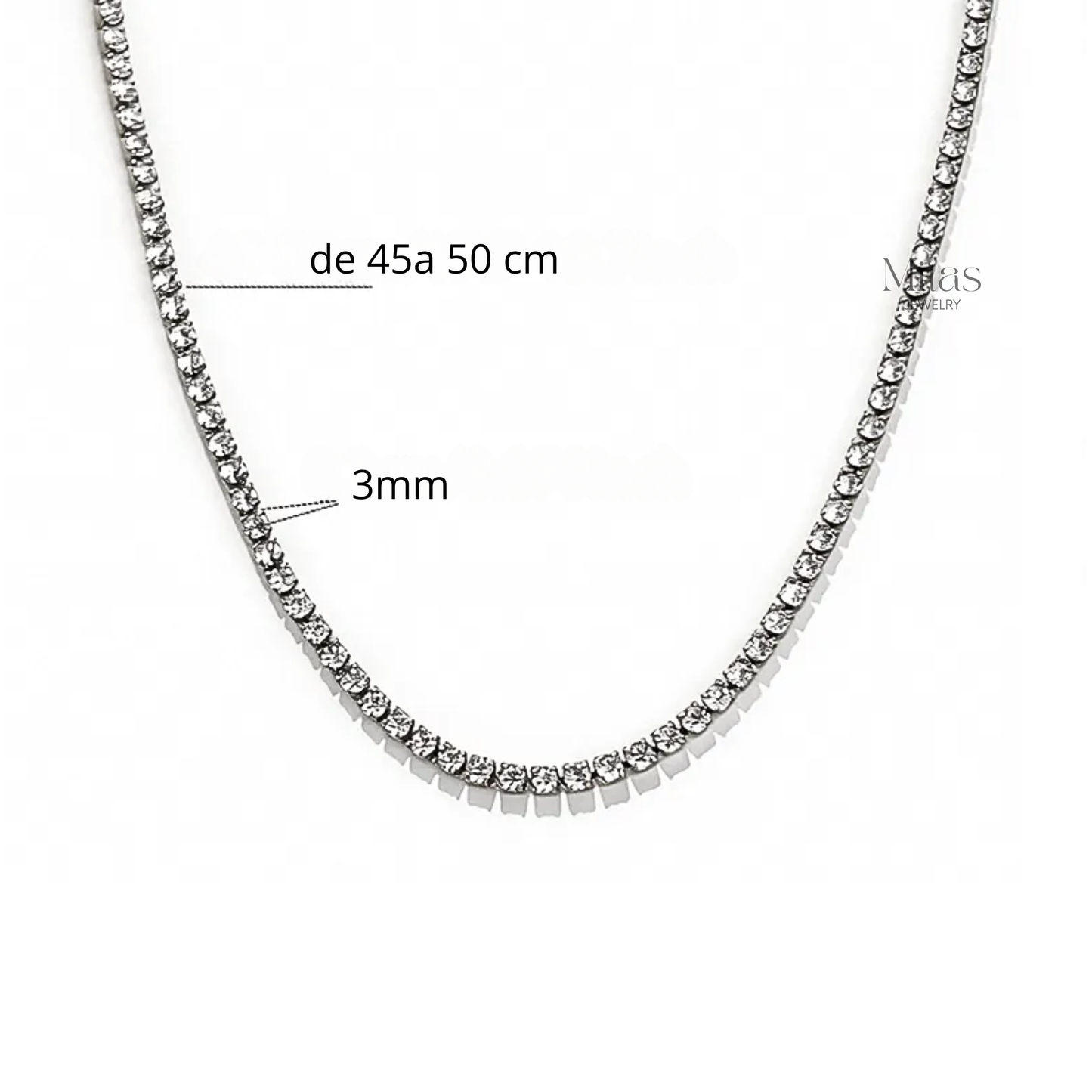Collar Tennis Plateado 3mm