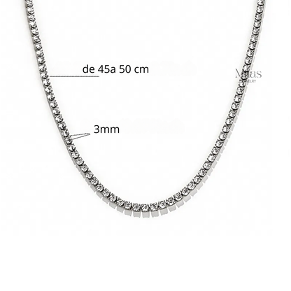 Collar Tennis Plateado 3mm