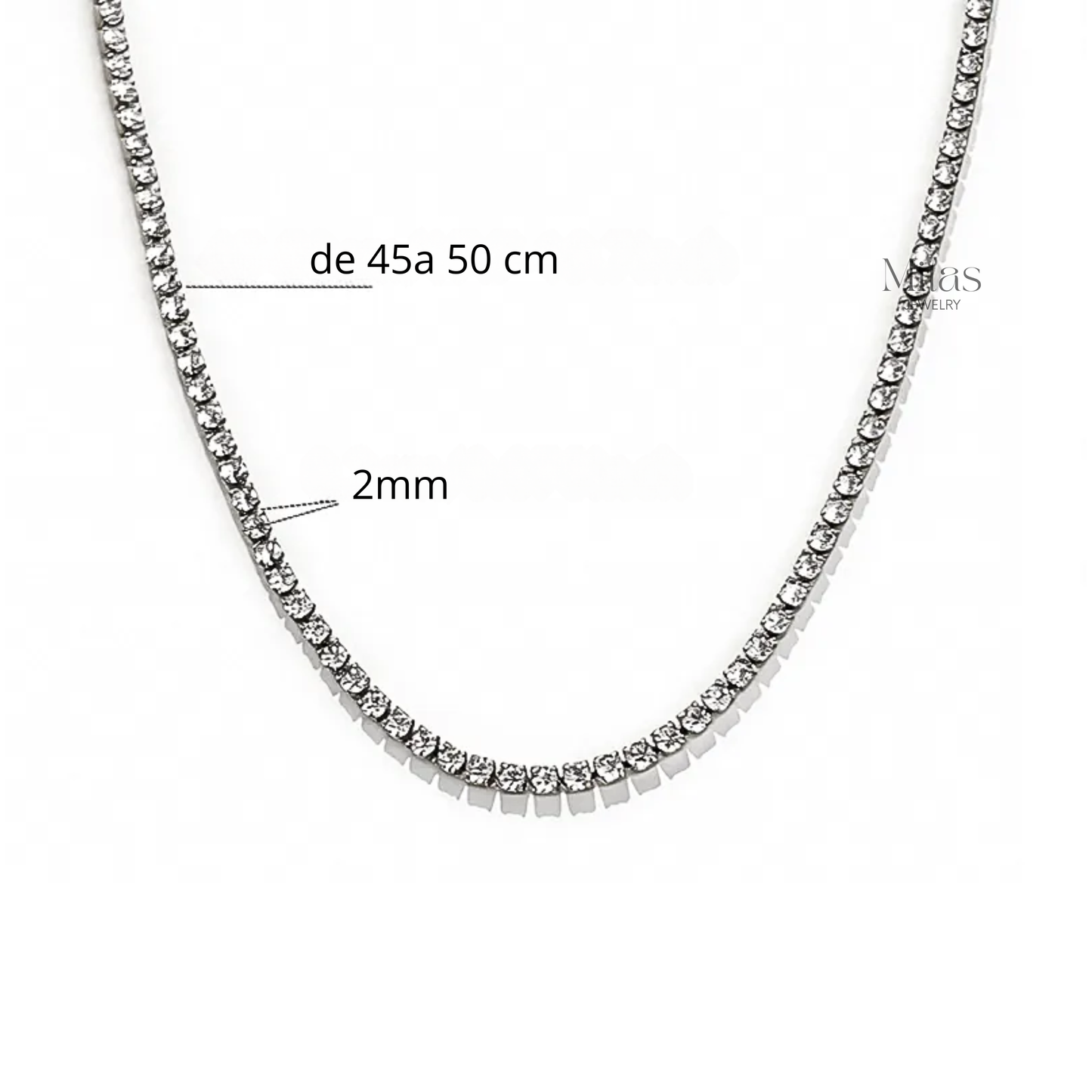 Collar Tennis Plateado 2mm