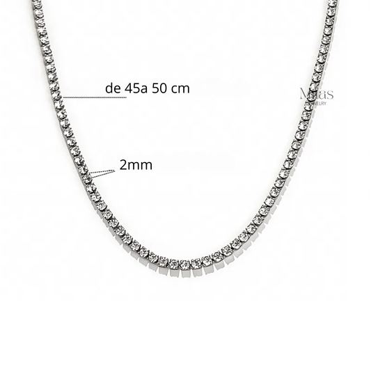 Collar Tennis Plateado 2mm
