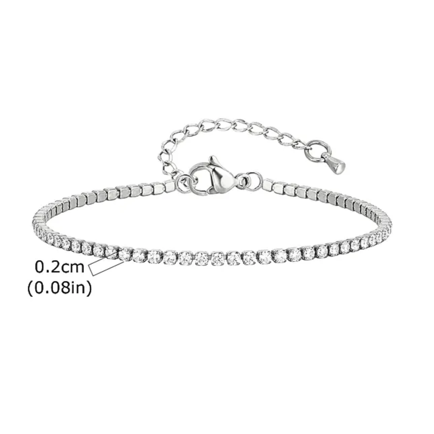 Brazalete Tennis Plateado  - PROMO desde 3 Brazaletes $9.99 c.u.